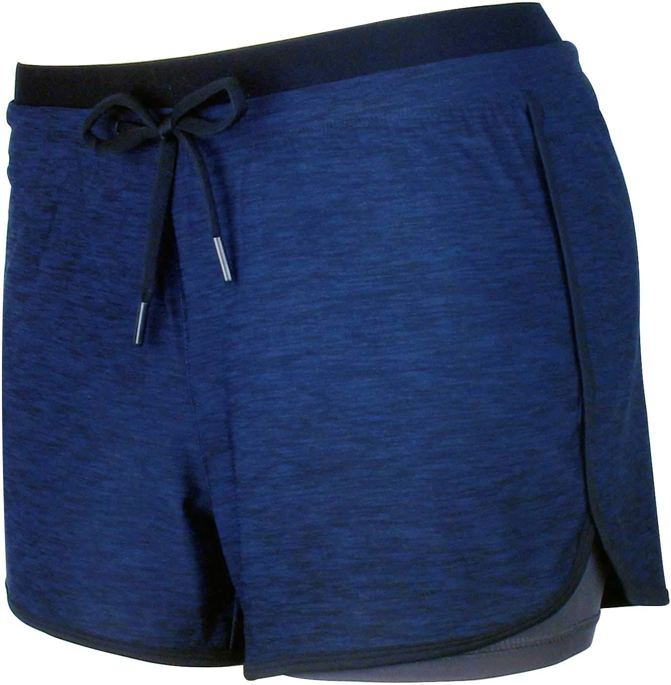 RIBOOM Women Workout Fitness Running Shorts Double Layer Active Yoga Gym Sport Shorts