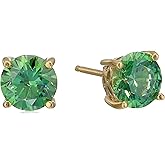 Amazon Essentials Yellow Gold Plated, Platinum or Rose Gold Plated Sterling Silver Infinite Elements Cubic Zirconia Stud Earrings | White, Blue, Green, or Pink Cubic Zirconia