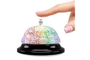 LAGARTO Desk Bell for Service – Floral Design Classroom Bell for Teachers, Stainless Steel 3.35 x 2.56 with Non-Slip Base & Clear Sound, Easy to Clean – Desk Bells for Classroom, Hotels, Stores & Offices
