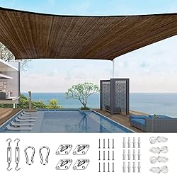 Quictent 16X16FT Brown Square Sun Shade Sail Canopy
