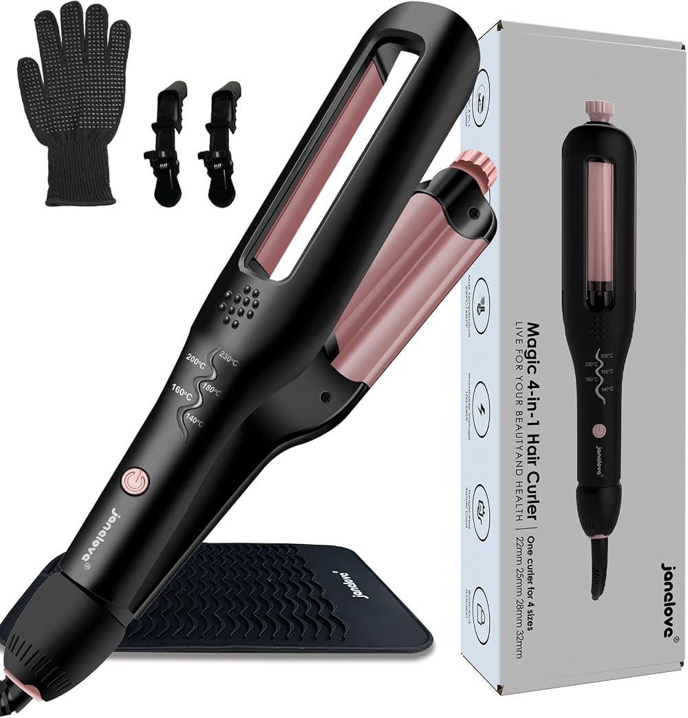 janelove Hair Waver for Short Hair 4 in 1 22mm-32mm Adjustable