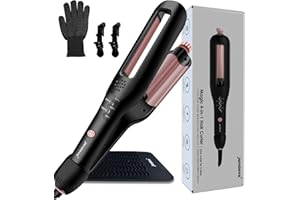 janelove 4 in 1 Adjustable Hair Waver, Waver Curling Iron, Hair Crimpers and Wavers, Deep Waver, Create 4 Types of Waves-0.87in-1in-1.1in-1.25in, 5 Temps with LED Display, Ideal Gifts for Women