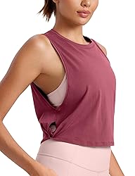 CRZ YOGA Pima Cotton Cropped Tank Tops for Women