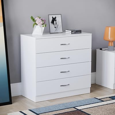 Vida Designs Riano 4 Drawer Chest White with Metal Handles & Runners