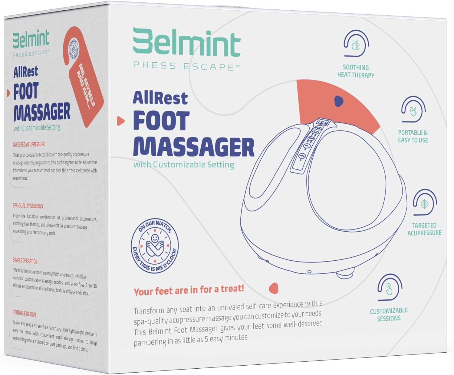 Shiatsu Electric Foot Massager Machine - Deep Tissue and Heel Pain Relief Massager with Non-Slip Rubber Feet - Foot Massage with Air Compression for Plantar Fasciitis and Neuropathy: Health & Personal Care
