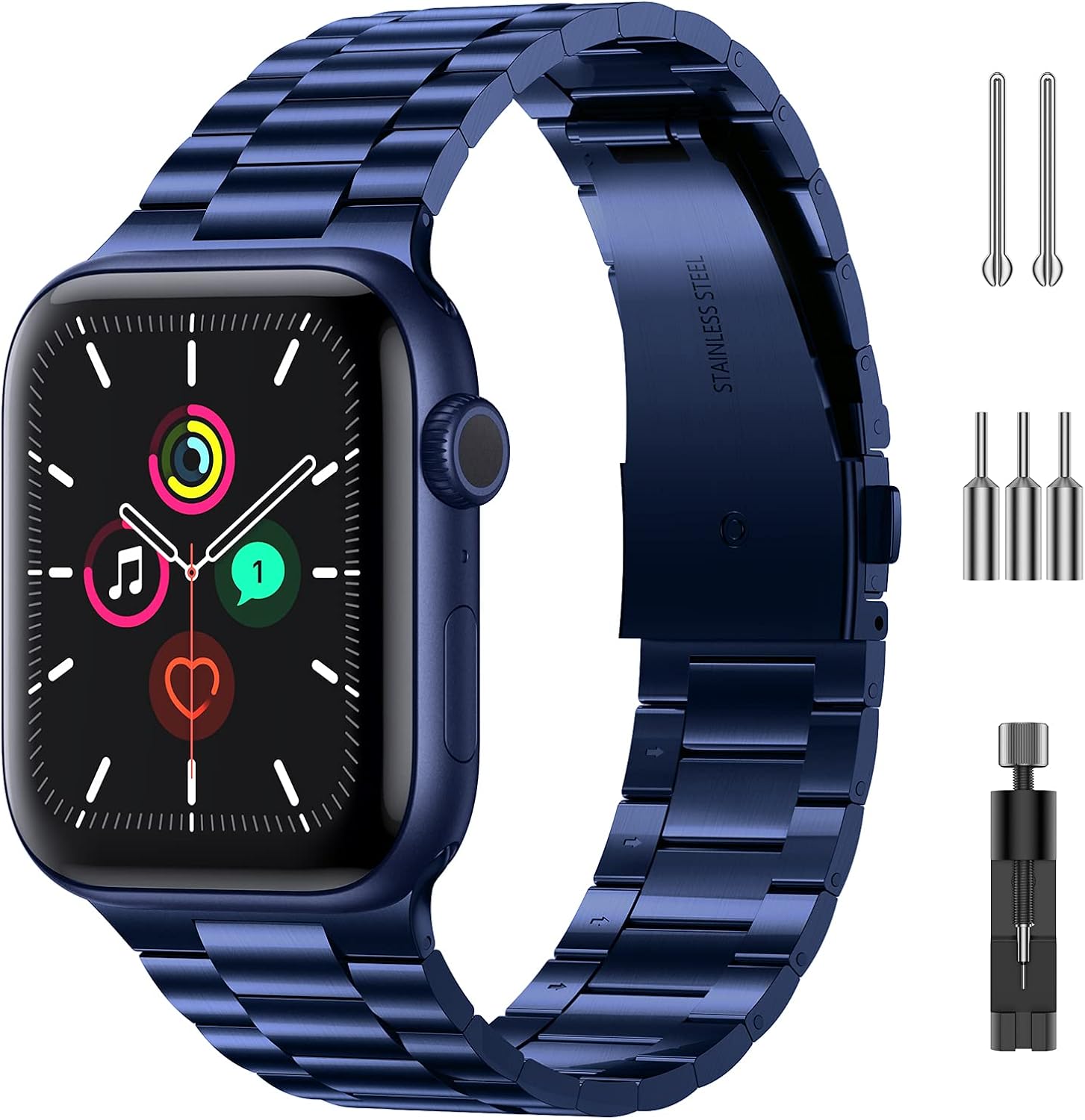 MOBOSI Compatible with Apple Watch Band 38mm 40mm 42mm 44mm Thin Replacement Band Stainless Steel Metal Wristband for Watch SE Series 6/5/4/3/2/1