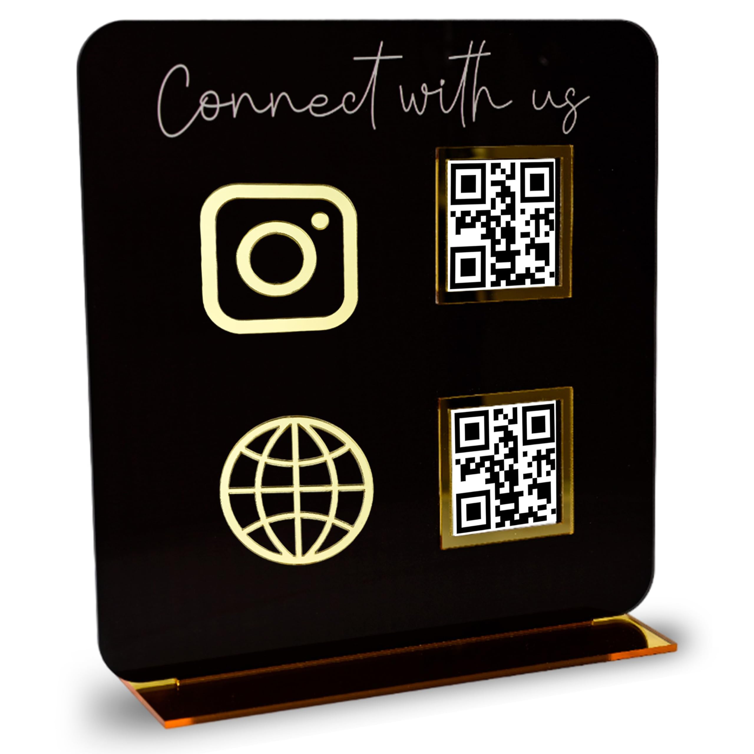 Photo 1 of Skywin-QR Code Sign for Business, Social Media Cash App QR Code Sign Stand, Elegant Custom QR Code Sign, Display Holder for Home and Office Desk Decor, Payment Acrylic Sign Holders Stand (Black)