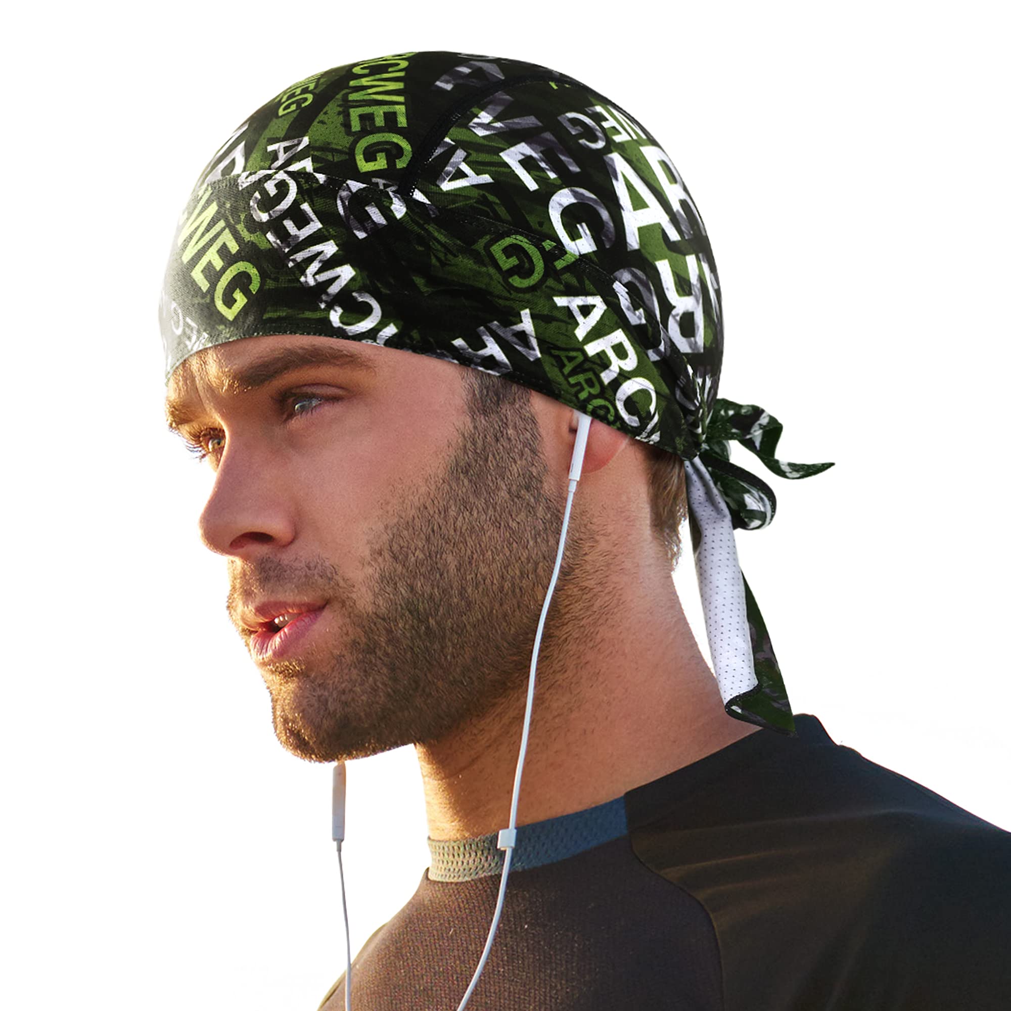 Arcweg Cycling Pirate Bandana Skull Cap Hat Sweat Wicking Beanie Sun UV Protection Quickly Dry Under Helmet Cycling Headscarf Headwrap for Men & Women Outdoor Sports Green โ image 1