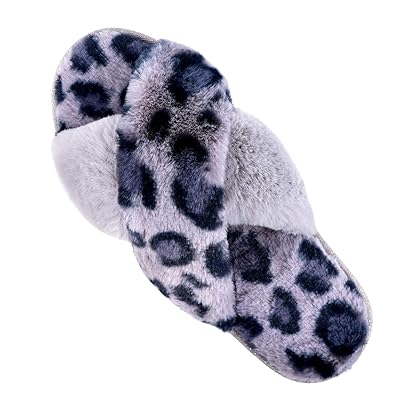 Women's Leopard Print Faux Fur Slide Slippers by Ghana Ubuy