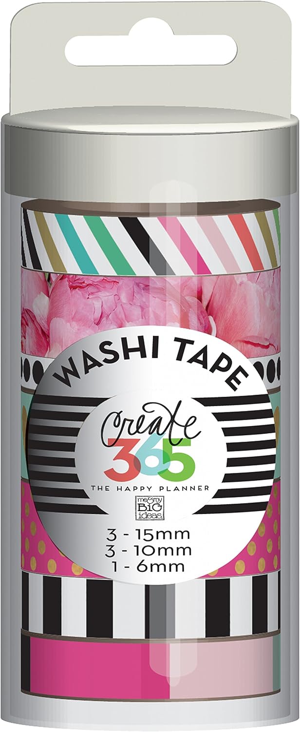 Me and My Big Ideas Create 365 Washi Tape -Peony Floral, Multicolor, 5.08x5.08x13.33 cm