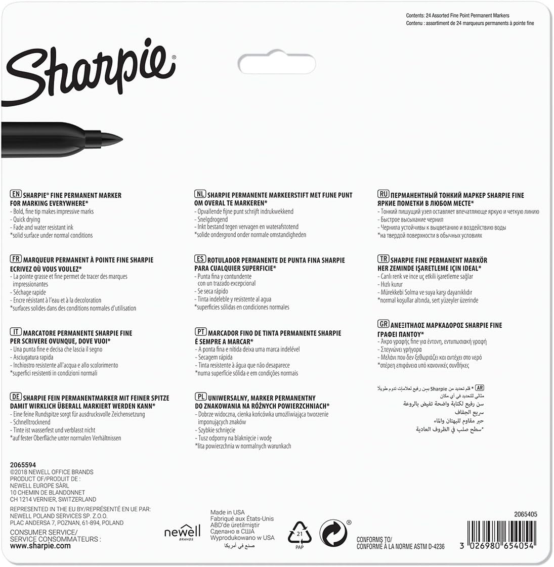 Sharpie Permanent Markers, Standard colours assortment, 1 count (Pack of 24) - Image 3