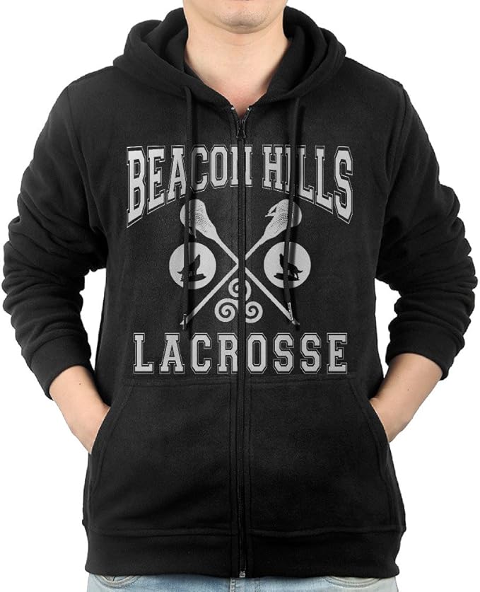 Men Beacon Hills Lacrosse Hoodie Sweatshirt Black Clothing
