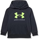 Under Armour Boys' Rival Fleece Big Logo Print Fill Hoodie, (002) Black / / White, Small