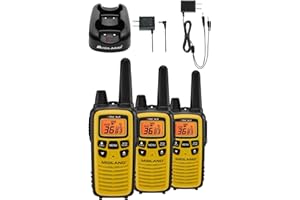 Midland LXT630X3VP3 FRS Walkie Talkies - Long Range 36-Channel Two-Way Radios, NOAA Weather Alerts (3-Pack, Yellow - Black)