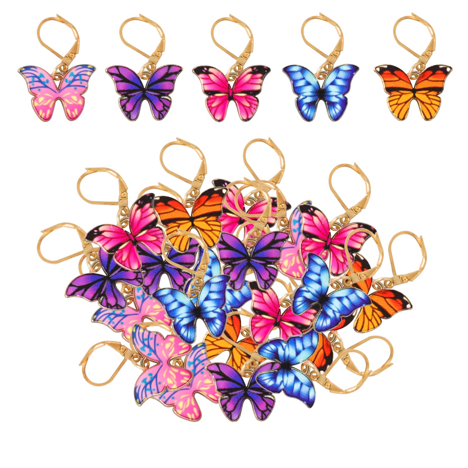 Maxqzin 20 Pcs Butterfly Stitch Markers for Crocheting,Stitch Markers with Lobster Claw Clasps Alloy Crochet Stitch Markers for Knitting Weaving Sewing Quilting Handmade Jewelry(5 Colors)
