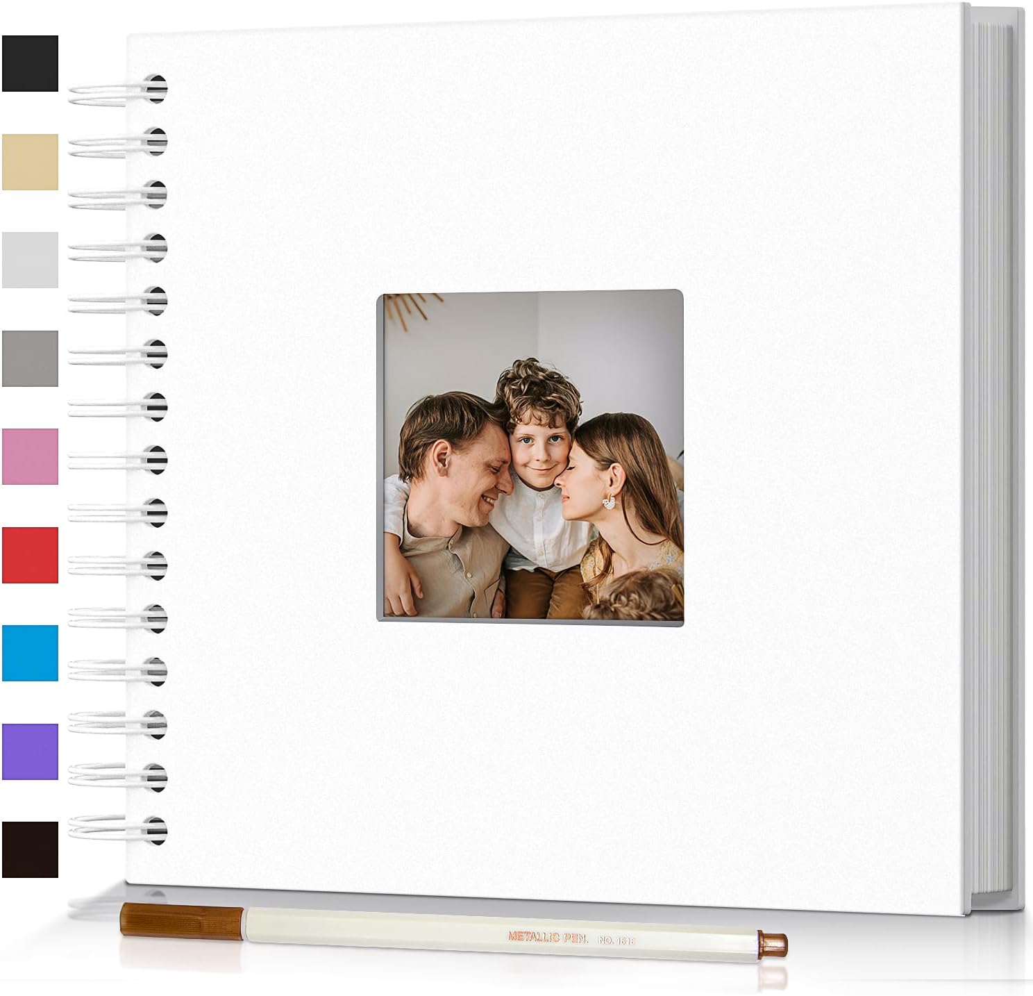 Photographs - Scrapbook Photo Album,8x8in DIY Hardcover Kraft Photo Album with Display Picture Window,Personalized Blank Memory Book for Family, Wedding,Guest Book,Anniversary,80Pages/40Sheet