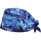 Navy Blue Double-Sided Printed Scrub Caps for Men and Women with Buttons, Adjustable Helps Reduce Static Buildup Medical Hats, Classic and Breathable Surgical Caps with Sweatband for Long Hours