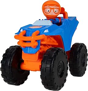 Blippi Monster Truck Mobile - Mini Vehicle with Freewheeling Features Including 2” Character Toy Figure and Cool Hydraulics - Imaginative Play for Toddlers and Young Children