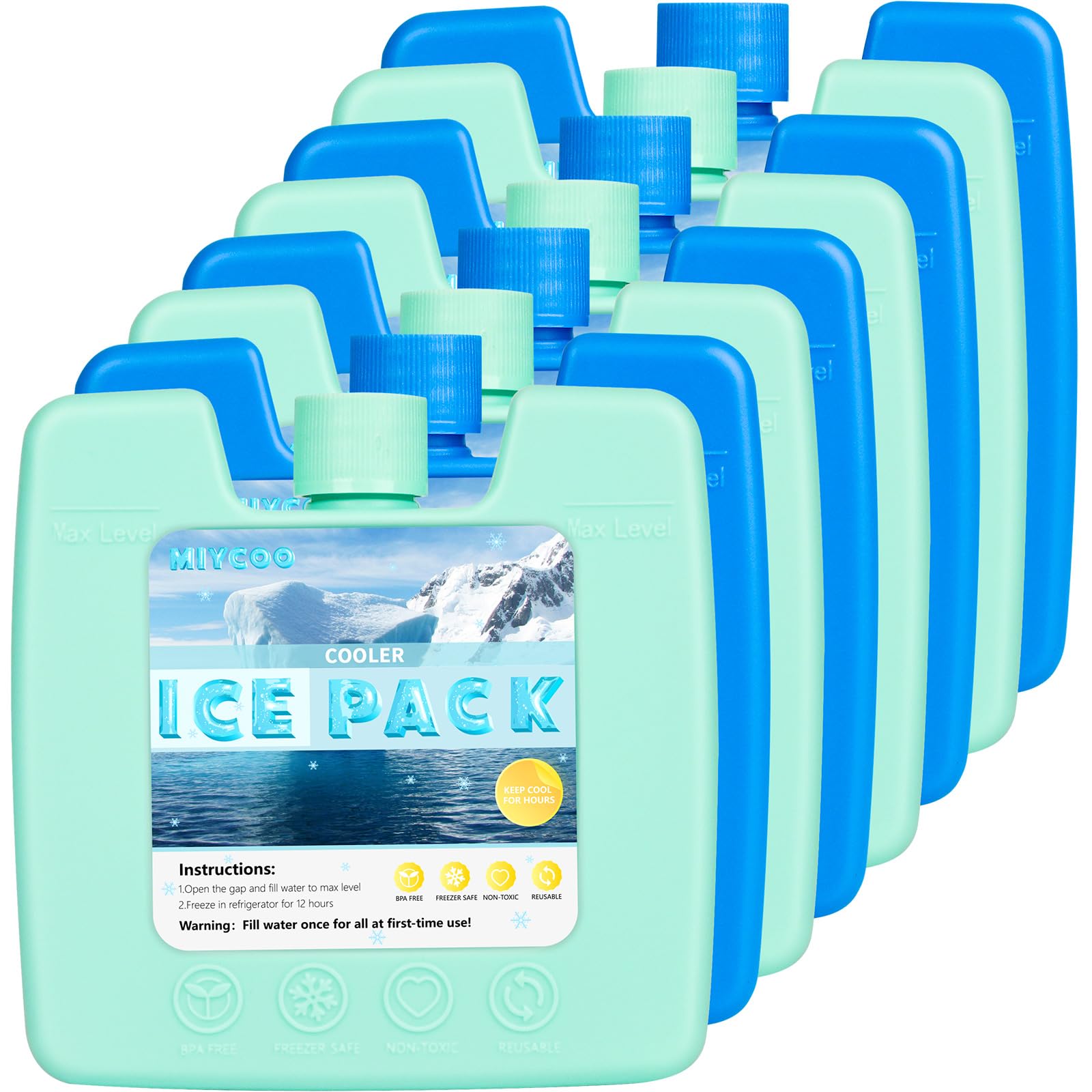 Photo 1 of MIYCOO Ice Packs Reusable for Cooler - 8 Pack Long-Lasting Cold Freezer Packs for Coolers & Lunch Bags - Cooler Ice Packs for Lunch Box, Beach, Fishing, Camping Gear