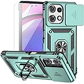 for Motorola Moto G Power 2026 / Moto G Power 2025 Case, with Slide Camera Cover HD Screen Protector Ring Holder Kickstand Military Grade Protection 15ft Drop Tested Protective Phone Case (Dark Green)