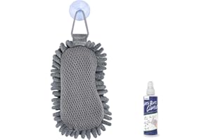 loukin Shag Dry Erase Eraser (3.4 Fl Oz Whiteboard Cleaner Included), Whiteboard Eraser with Suction Cup, Microfiber, Washable, for Classroom, Home and Office Use, Grey