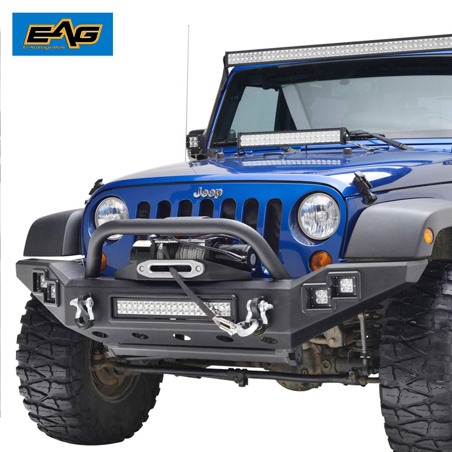 Amazon.com: EAG JK Jeep Wrangler 07-18 Full Width Front Bumper With LED  Accent Light: Automotive