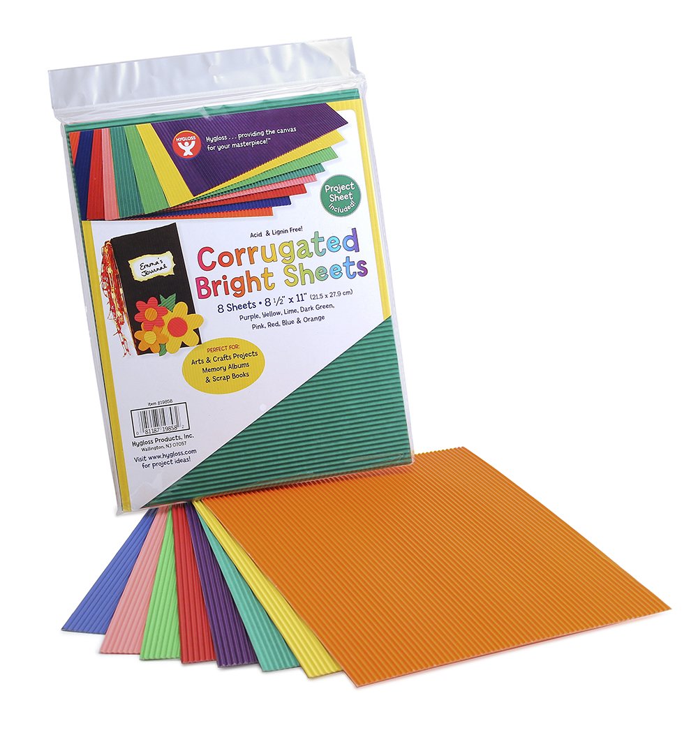 Hygloss Paper Corrugated Sheets 8.5-Inch x 11-Inch-Brights