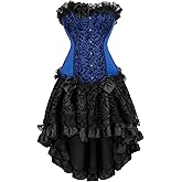 frawirshau Corset Dress Bustier Lingerie Corset Top and Steampunk Skirt Burlesque Costumes for Women Halloween Costume