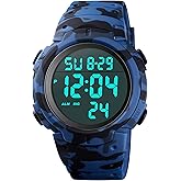 CakCity Mens Digital Watch Military Waterproof Outdoor Large Face Sports Watches with Stopwatch Back Light Alarm Date LED Display,Black