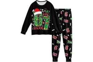 Kids 67 Meme Lounge Sets 2 Piece Funny 6 7 Christmas Shirts and Pants Set Novelty 6 7 Meme Outfits for Girls Boys