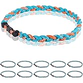 Midtatus 12 Pack Baseball Necklace 18inch, Team Gift for Baseball Funs, Three Braided Titanium Tornado Rope Design, with Muti - Color for Pick
