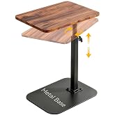 Adjustable TV Tray Table, C-Shaped End Table That Slides Under Couch | 360&deg; Swivel, Ultra Thin Weighted Metal Base, Multifunctional Small Side Table Desk