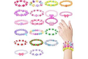 RYTOPT 24Pcs Girls Bracelets for Kids, Colorful Bracelets and Rings, Classroom Prize Party Favors Pretend Play Birthday Easter Christmas Valentines Gift
