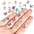 CCINEE Miniature Butterflies,50 Pcs Micro Butterfly for Crafts Fairy Garden Dollhouse Micro Landscaping Resin Decoration