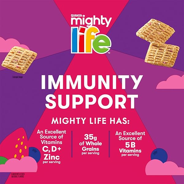 QUAKER MIGHTY LIFE MULTIGRAIN CEREAL, STRAWBERRY BLUEBERRY BLISS, IMMUNITY SUPPORT, 22.3 OZ FAMILY SIZE
