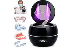 Dental Ultrasonic Retainer Cleaner Machine: 45kHz Dental Pod for Denture, Aligner, Mouth Guard, Night Guard, Braces & Jewelry