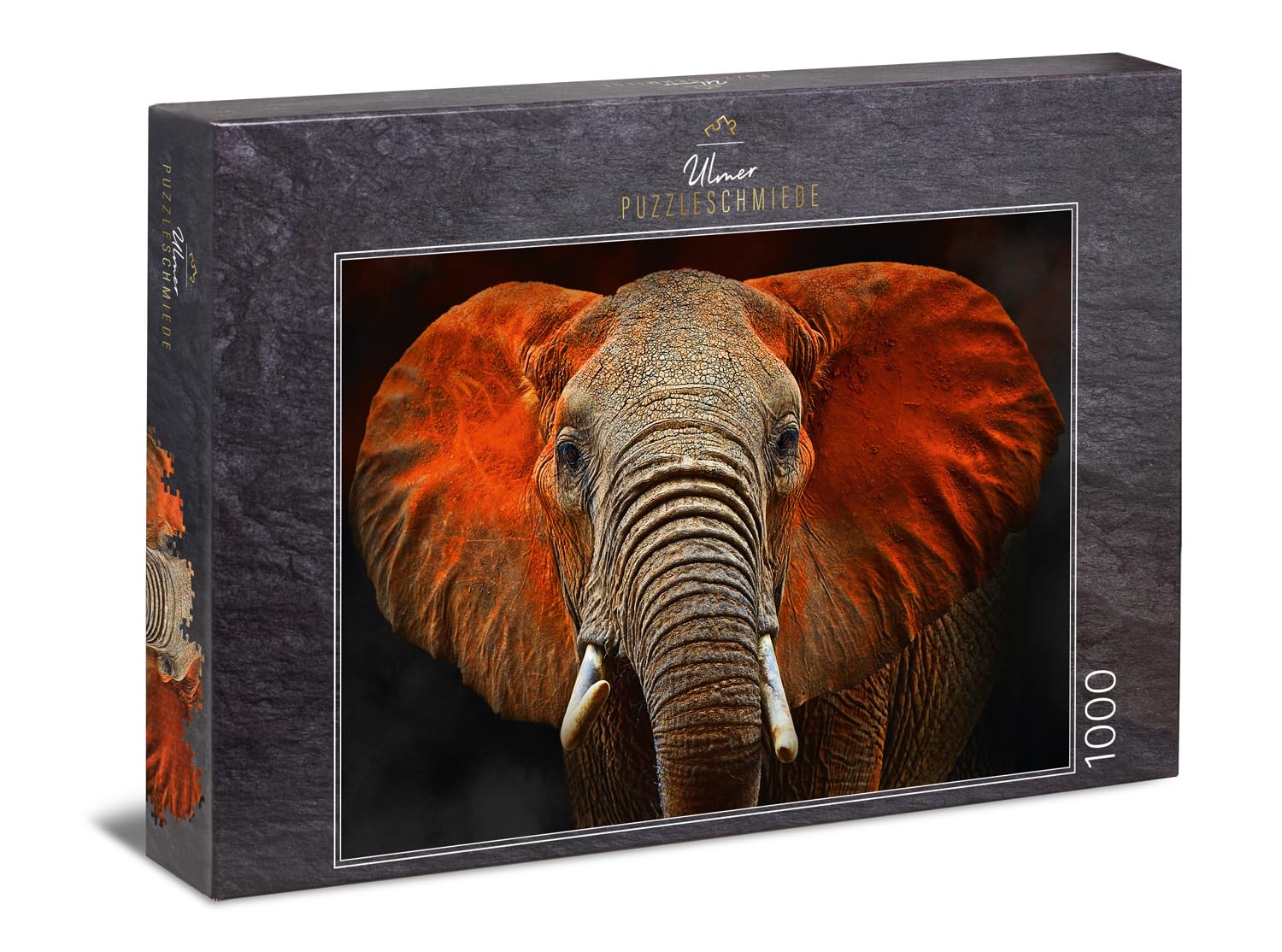 Ulmer Puzzleschmiede - Tsavo Elephant 1000pc Puzzle - African Elephant Portrait, Modern Realistic Style, Jigsaw Puzzle, 1 Set, 1000 Pieces, 68 x 48 cm, Adult