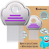 Adamson Lice Comb with Magnifying Glass - Stainless Steel Purple