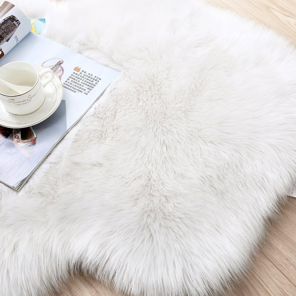 Cumay Faux lambskin sheepskin rug (23.6 x 35.4inch (W) x (L)), lambskin imitation rug, longhair fur, Leather Polyester - Image 3