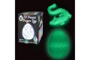 YILCER Easter Egg, 3D Printed Dragon Eggs with Dragon Inside, Articulated Dragon, Mystery Dragon Egg Fidget Toy, Surprise Easter Basket Stuffers (Luminous with Box)