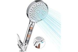 Cobbe Handheld Showerhead with Filter, High Pressure 6 Spray Pattern Showerhead with Holder, Hose and Water Softener Filters 