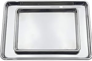 Checkered Chef Baking Sheets for Oven - Half Sheet and Quarter Sheet Pan Set - Non-stick, Easy Clean Cookie Sheets, Stainless Steel Bakeware