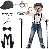 Yunsuelo Kids 100 Days of School Costume for Boys, Old Man Costume Wig for Kids,100th Day of School Dress Up Outfit