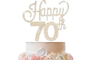 LINGTEER Happy 70th Birthday Gold Rhinestone Cake Topper - Cheers to 70th Birthday Seventy Years Old Anniversary Party Cake Centerpieces Topper Decorations Gift Sign.
