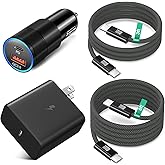 45W USB C Wall Charger, Excgood Dual Ports Car Charger + 2X USB C to C Fast Charging Cord (3ft+6ft) Compatible with Samsung Galaxy S25 Ultra S24+ S23 S22 Tab S10 S9 - Black