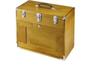 WINDSOR DESIGN Machinist Eight(8)Drawer Hardwood Toolbox Lockable Chest Secure Portable Box with Walnut Finish,Clear,6x20x 5 