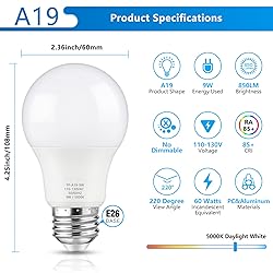 Maylaywood A19 LED Light Bulbs, 60 Watt Equivalent