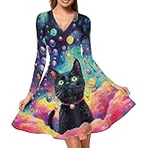Forchrinse Colorful Mushroom Dress for Women Long Sleeve Midi Sundress Mushroom Dresses for Party Casual Wedding Birthday