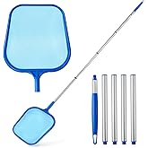 Pool Skimmer - Pool Skimmer Net with 5 Section Adjustable Telescopic Aluminum Pole, 25''- 64'', Pool Net Skimmer Rake with Ultra Fine Mesh , Pool Leaf Skimmer for Swimming Pools, Spas, Hot Tubs
