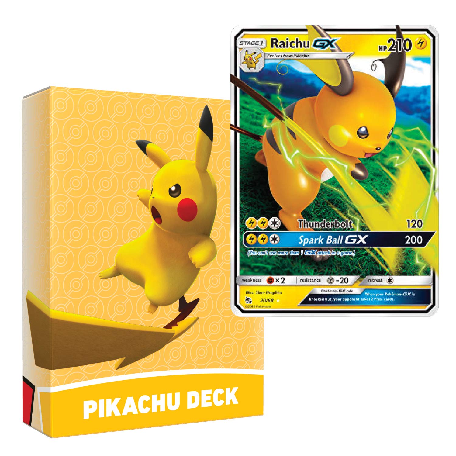 Pokemon Pikachu Deck Ready To Play 60 Card Starter Deck Includes Raichu Gx Perfect For Beginners Raichu Theme Deck With Golden Groundhog Deckbox Buy Online In Guernsey At Desertcart